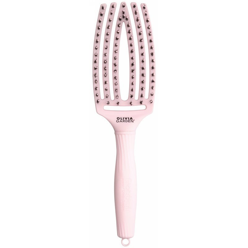 Изогнутая щетка для волос Olivia Garden Fingerbrush Combo Pastel Pink Medium OG7837, пастельно-розовый цвет