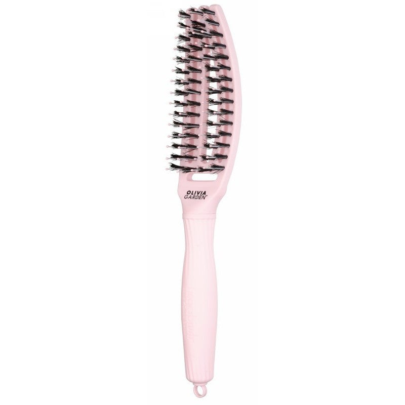 Curved brush for hair Olivia Garden Fingerbrush Combo Pastel Pink Small OG7836, pastel pink color