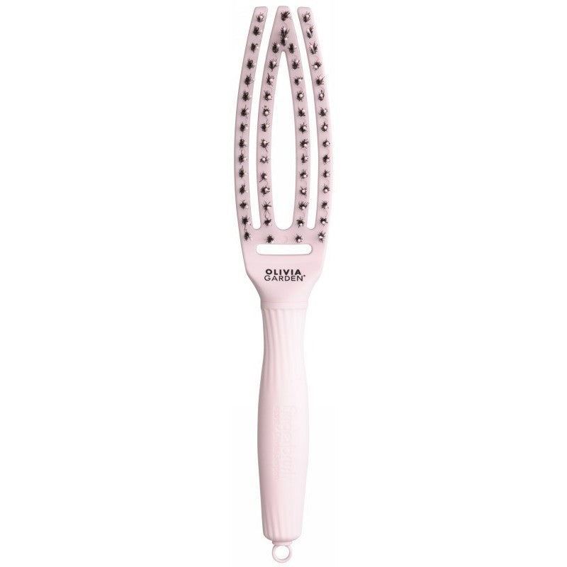 Curved brush for hair Olivia Garden Fingerbrush Combo Pastel Pink Small OG7836, pastel pink color