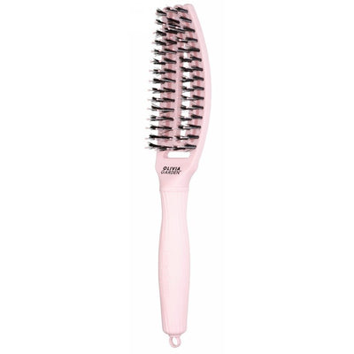 Lenktas šepetys plaukams Olivia Garden Fingerbrush Combo Pastel Pink OG7838, pastelinės rožinės spalvos