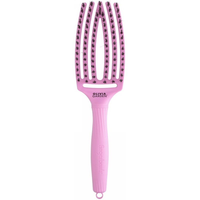 Lenktas šepetys plaukams Olivia Garden Fingerbrush Medium Think Pink Pink Tokyo OG01897