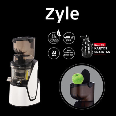 Медленная соковыжималка Zyle, ZY016WSJ, с большим отверстием для пищевых продуктов