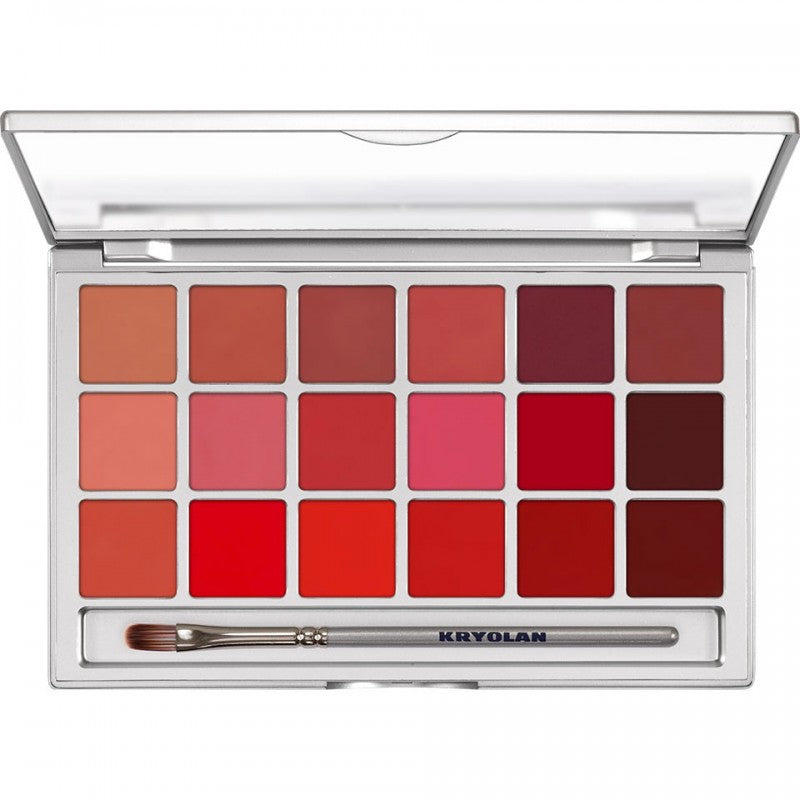 Kryolan Lip Rouge lipstick palette, 18 colors 