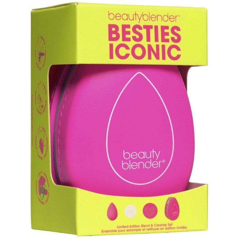 Набор спонжей для макияжа BeautyBlender Besties Iconic BB27924, в набор входят: спонж для макияжа, мыло, силиконовая подушечка, футляр.