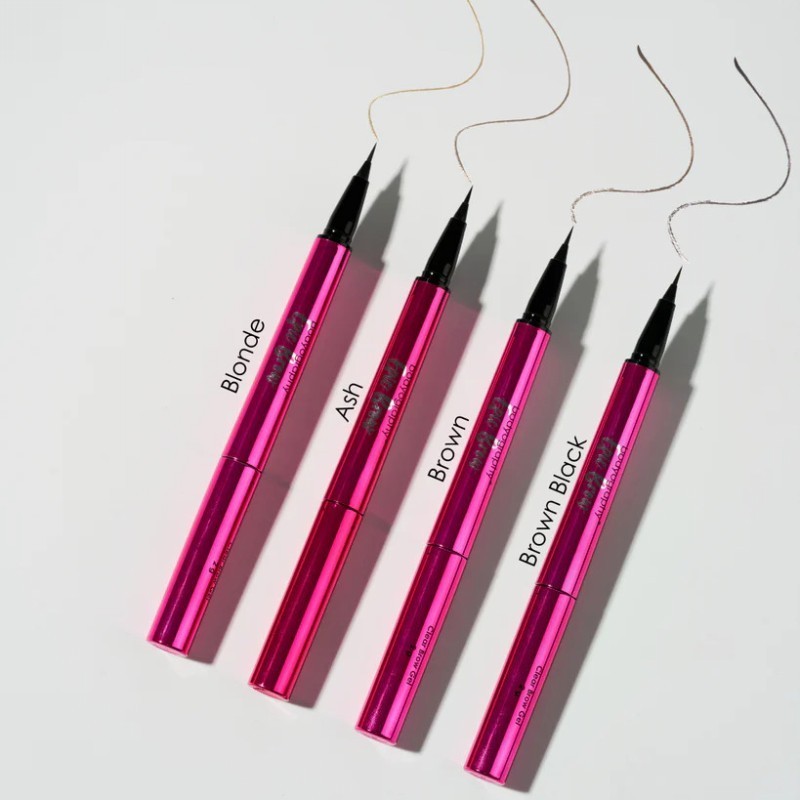 Makiažo priemonė antakiams Bodyography Epic Brow 2 in 1 Clear Brow Gel And Liquid Brow Definer Pen Brown Black BDEB3601, tamsiai ruda spalva