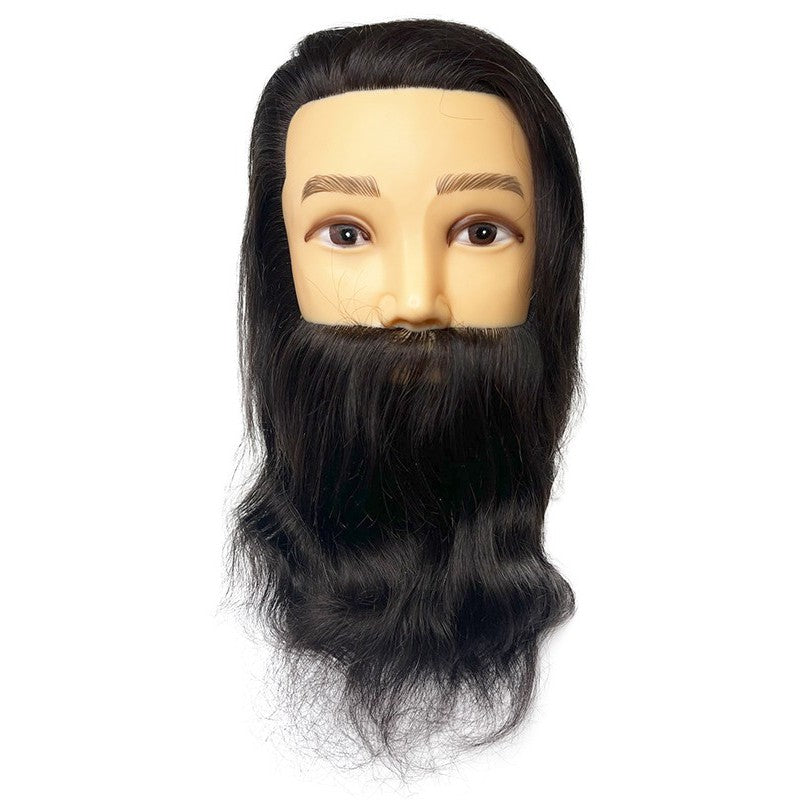 Голова-манекен с бородой Osom Professional XUCMSN788, с 100% натуральными, темными волосами, длина около 20-22 см.
