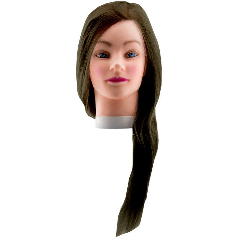 Mannequin head XUCTM008DARK with synthetic dark hair, length 45-50 cm 