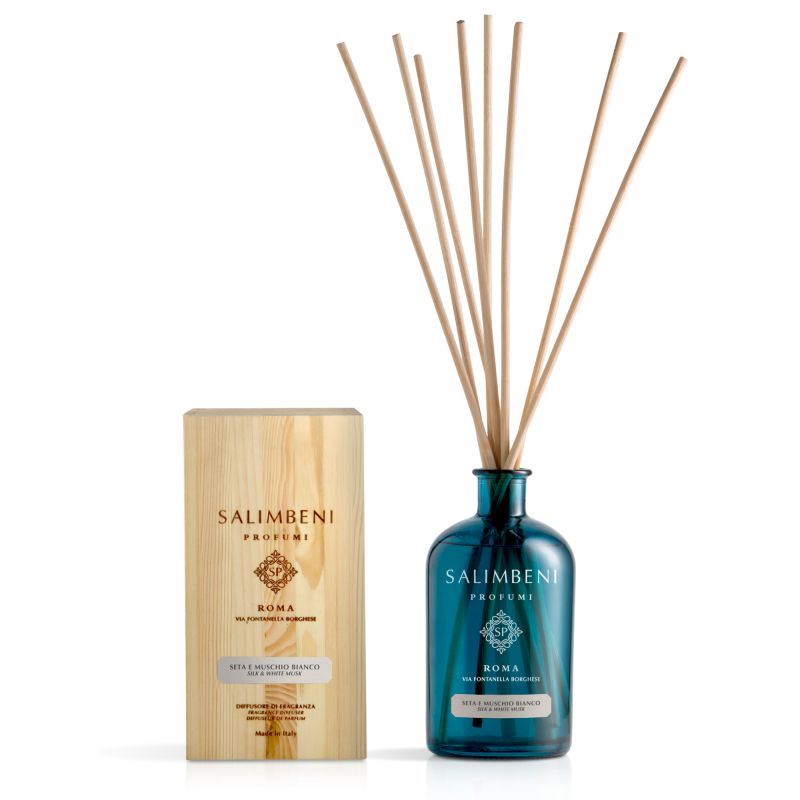 Home fragrance SILK &amp; WHITE MUSK Salimbeni 1000ml diffuser + gift Previa hair product