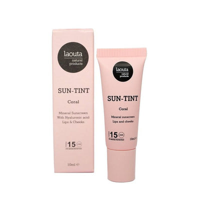 Natural lip and cheek tint with sun protection Laouta Sun Tint Coral LAO0164, coral shade, SPF 15, 10 ml