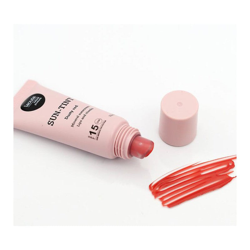 Natural lip and cheek tint with sun protection Laouta Sun Tint Dusty Red LAO0165, red shade, SPF 15, 10 ml