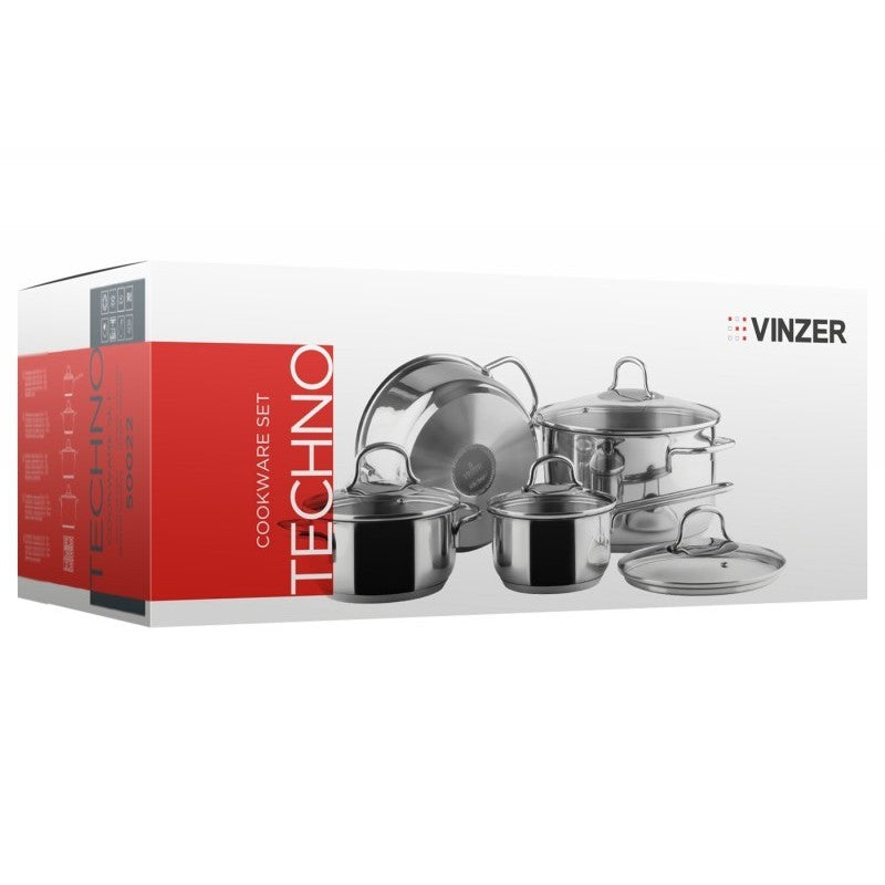 Nerūdijančio plieno puodų rinkinys Vinzer Techno 50022, 4 vnt.