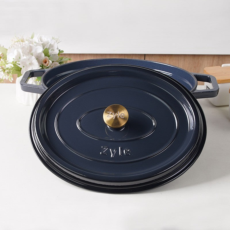 Ovalus emaliuotas ketaus puodas Zyle ZY040DGKI, pilkas, 7,8 l