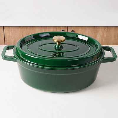 Ovalus emaliuotas ketaus puodas Zyle ZY040GRKI, žalias, 7,8 l