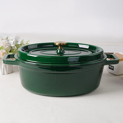 Ovalus emaliuotas ketaus puodas Zyle ZY040GRKI, žalias, 7,8 l