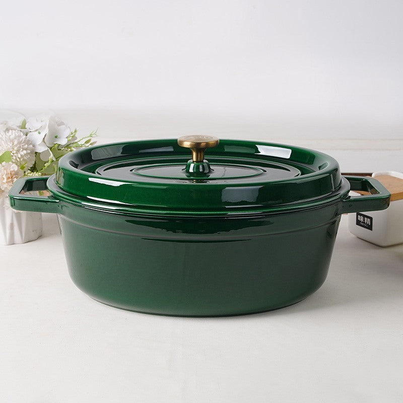 Ovalus emaliuotas ketaus puodas Zyle ZY040GRKI, žalias, 7,8 l