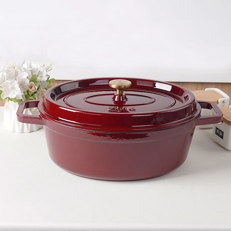 Ovalus emaliuotas ketaus puodas Zyle ZY040RKI, raudonas, 7,8 l