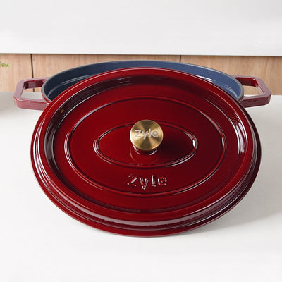 Ovalus emaliuotas ketaus puodas Zyle ZY040RKI, raudonas, 7,8 l