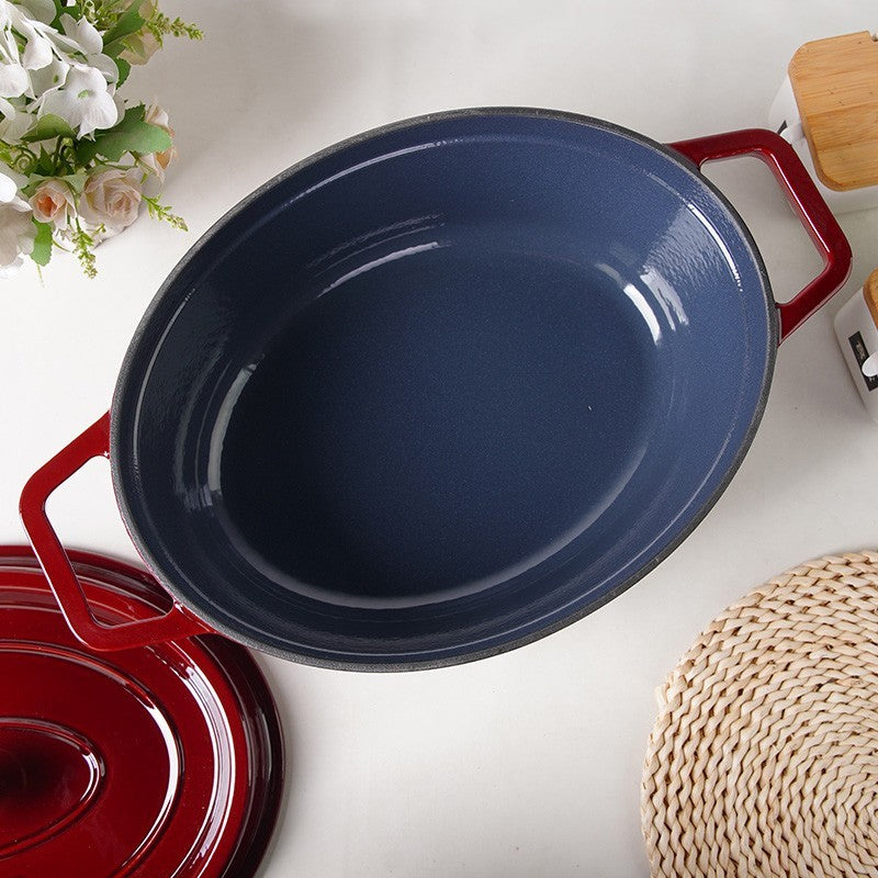 Ovalus emaliuotas ketaus puodas Zyle ZY040RKI, raudonas, 7,8 l