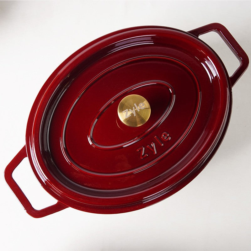 Ovalus emaliuotas ketaus puodas Zyle ZY040RKI, raudonas, 7,8 l