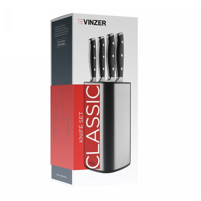 Peilių rinkinys su stovu Vinzer Classic VNZ50114, 4 vnt.