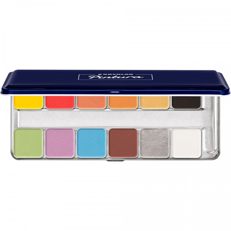 Kryolan Pintura watercolor paint for face and body, 12 colors 