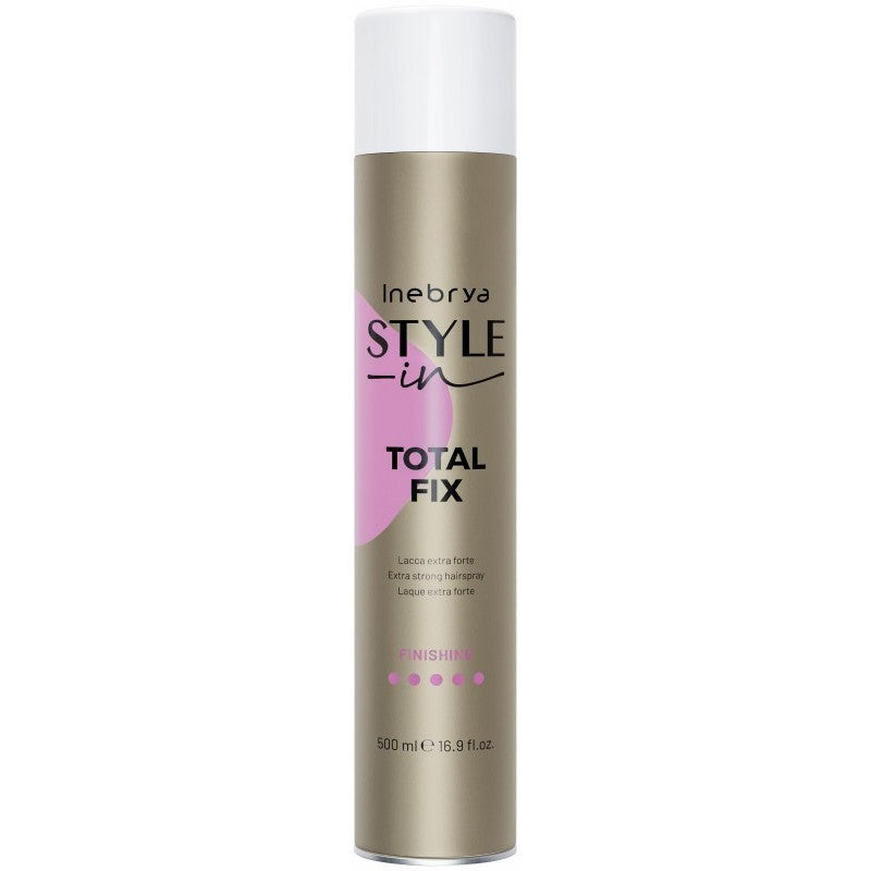 Plaukų lakas Inebrya Style-In Total Fix Extra Strong Hairspray ICE87461, itin stiprios fiksacijos, 500 ml