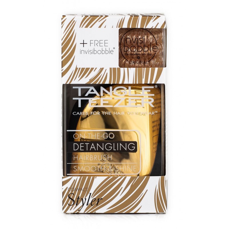 Щетка для волос Tangle Teezer Compact Styler Bronze и резинка для волос Invisibobble TTIBBR
