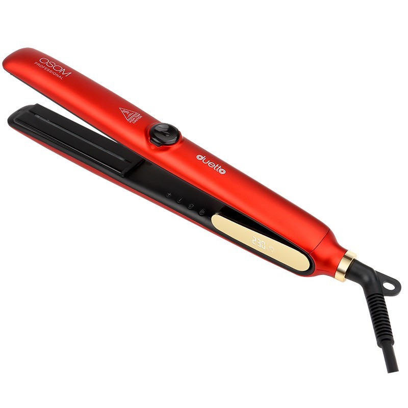 Plaukų tiesintuvas OSOM Professional Duetto Automatic Steam & Infrared Hair Straightener Red OSOMP089RED, su garų ir infraredo funkcijomis, raudonos spalvos