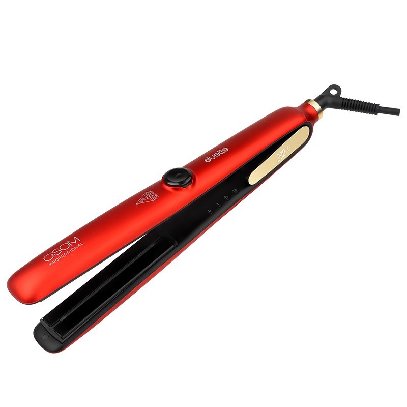 Выпрямитель для волос OSOM Professional Duetto Автоматический паровой и инфракрасный выпрямитель для волос Red OSOMP089RED, с функциями пара и инфракрасного излучения, красный цвет