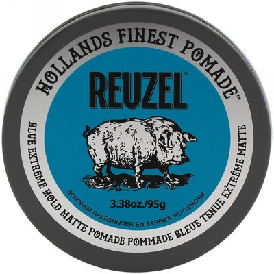 Pomada plaukų formavimui REUZEL Blue Extreme Hold Matte Pomade REU46B, itin stipri fiksacija, be blizgesio, 95 g