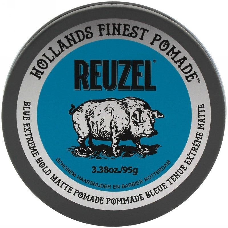 Pomada plaukų formavimui REUZEL Blue Extreme Hold Matte Pomade REU46B, itin stipri fiksacija, be blizgesio, 95 g
