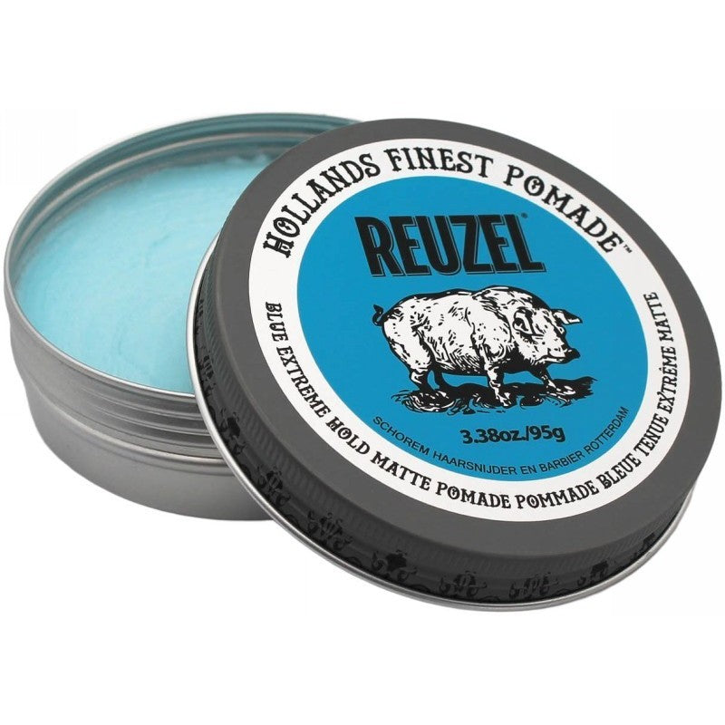 Pomada plaukų formavimui REUZEL Blue Extreme Hold Matte Pomade REU46B, itin stipri fiksacija, be blizgesio, 95 g