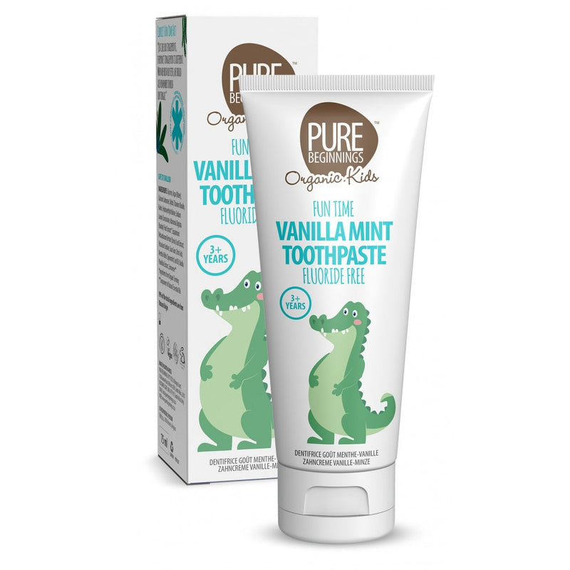 PURE BEGINNINGS toothpaste without fluoride, VANILLA MINT flavor, 3+