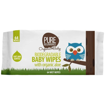 PURE BEGINNINGS baby wipes with organic aloe, 64 pcs.
