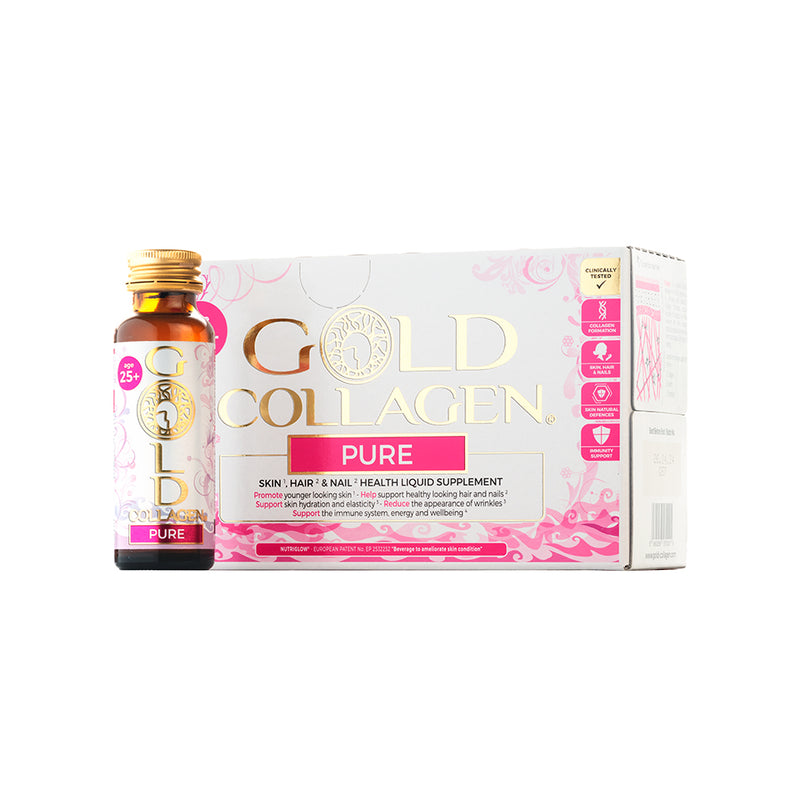 Пищевая добавка Gold Collagen Pure рекомендуется после первых перманентных изменений 10x50 мл + в подарок средство для волос Previa