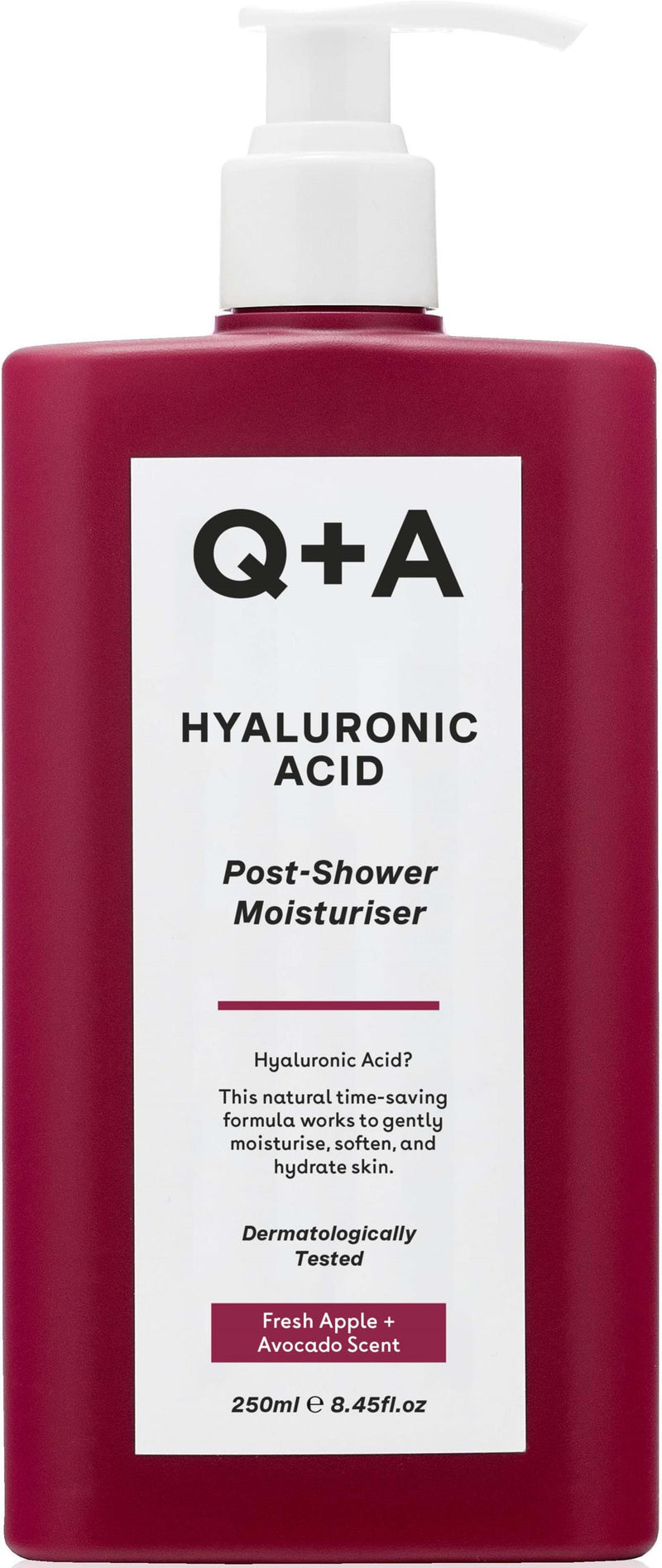 Q+A Hyaluronic Acid Post-Shower Moisturiser Drėkinamasis kūno kremas su hialurono rūgštimi, 250ml