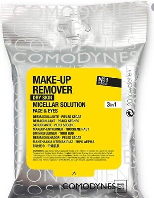 Comodynes Make-up Remover Micellar Solution Makiažo valymo servetėlės sausai odai 20 vnt