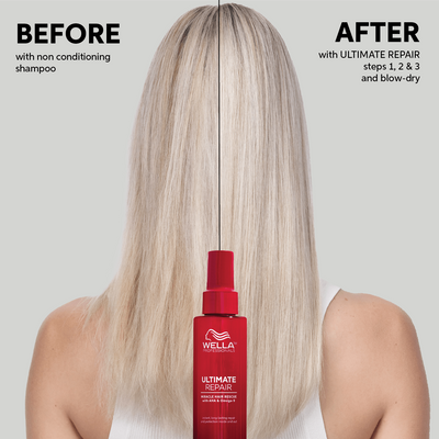 Wella ULTIMATE REPAIR leave-in spray that restores damaged hair in 90 seconds STEP 3 When you buy 2 Wella Ultimate products (not travel size), you get a turban as a gift