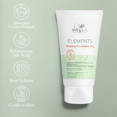 Wella Professionals Elements Pre Shampoo Clay Очищающая глина для жирной кожи головы 70мл + продукт Wella в подарок