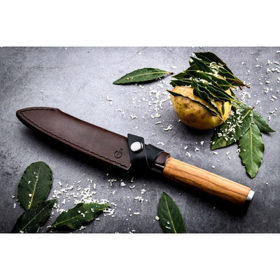 Нож Сантоку Кованая Оливка 14 см