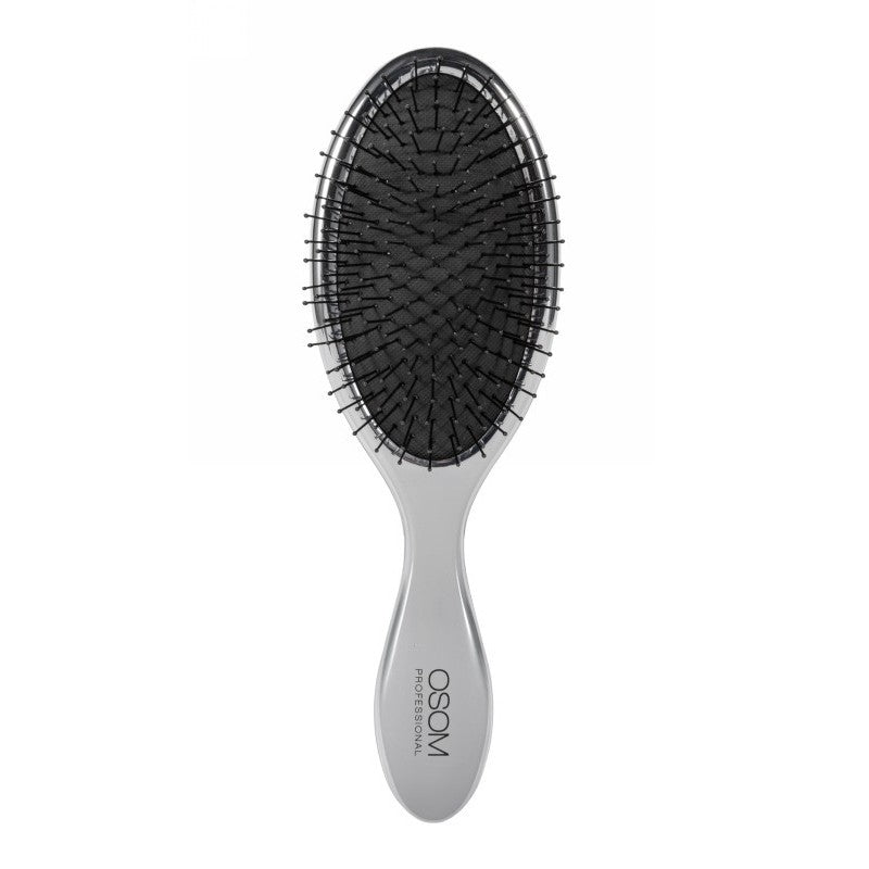 Šepetys plaukams OSOM Professional Hair Brush Silver Chrome OSOMP2258, su nailono spygliukais, sidabrinės chromo spalvos