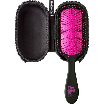 Hair brush with silver holographic case The Knot Dr. Pro Fuchsia KDP106, pink