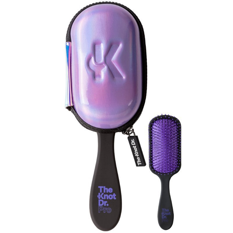 Hair brush with purple holographic case The Knot Dr. Pro Periwinkle KDP107, purple