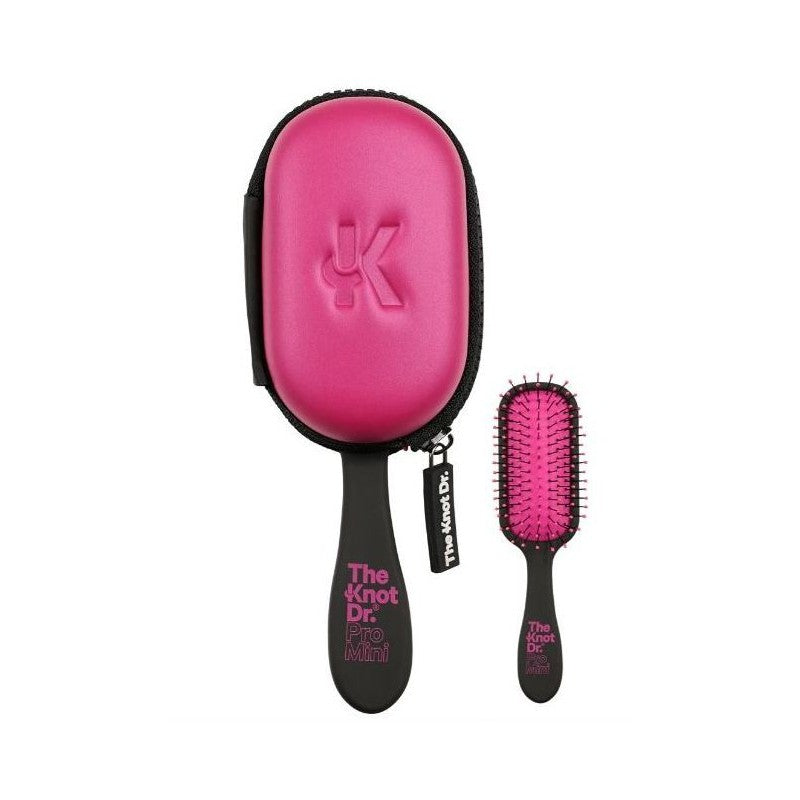 Щетка для волос The Knot Dr. Чехол для головы Fuchsia Pro Mini KDPMC202, розовый, с футляром для кисточки