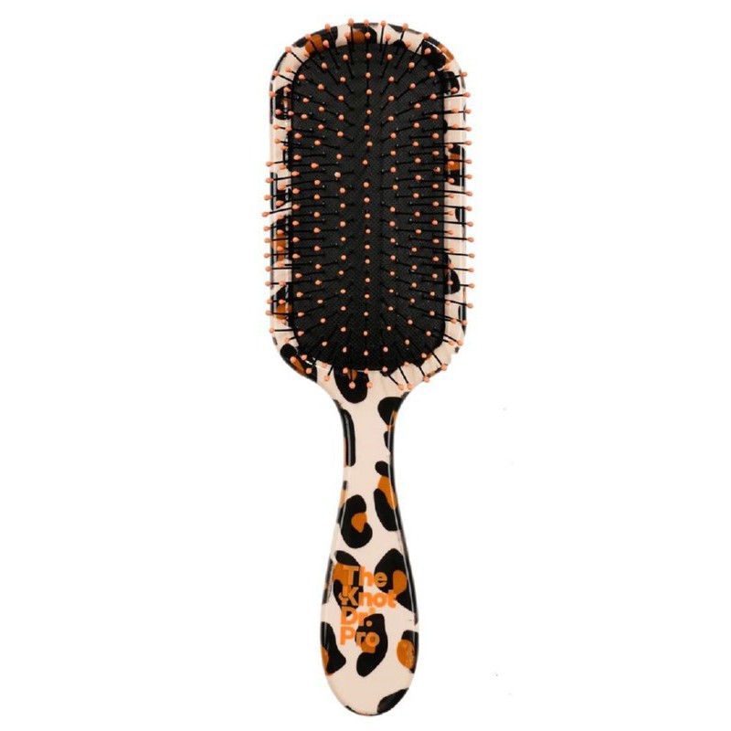Щетка для волос The Knot Dr. Щетка-лопатка с леопардовым принтом и оранжевым футляром KDPD102, оранжевая щетина, в футляре для кисточки