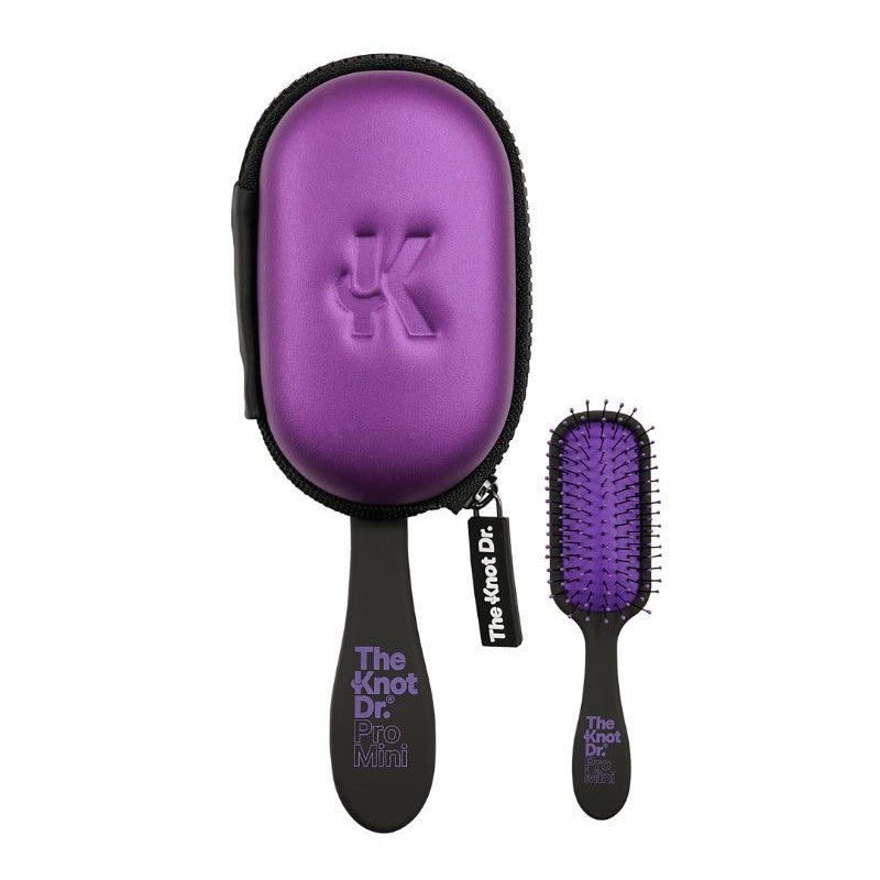 Щетка для волос The Knot Dr. Чехол для головы Periwinkle Pro Mini KDPMC203, фиолетовый, с футляром для кисточек