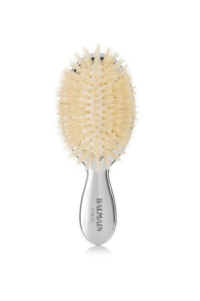BALMAIN HAIR mini sidabrinis plaukų šepetys / Silver Spa Brush mini +DOVANA BALMAIN PLAUKŲ DULKSNA 50 ML