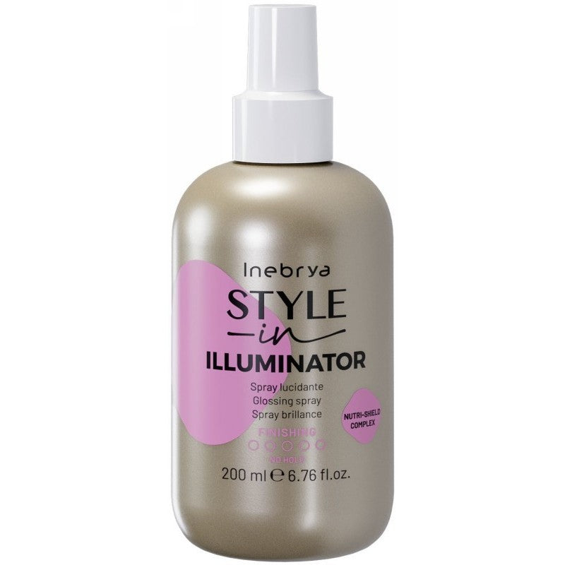 Spindesio suteikianti priemonė plaukams Inebrya Style-In Illuminator Glossing Spray ICE87479, 200 ml