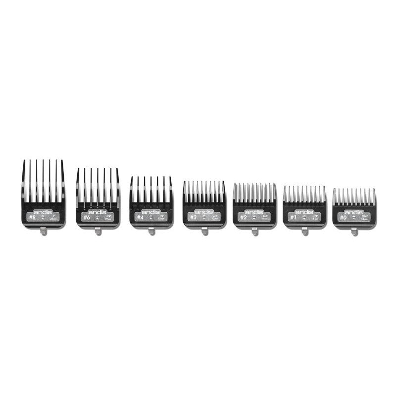 Comb set Andis AN-33640, for hair clippers BG, BGR+, BGRV, BGRC, BGC, BGS, SMC, DBLC, 7 pcs., 0, 1, 2, 3, 4, 6, 8 sizes