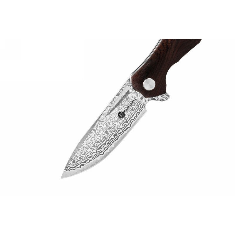 Folding Damascus steel knife Kamazaki KZI23004